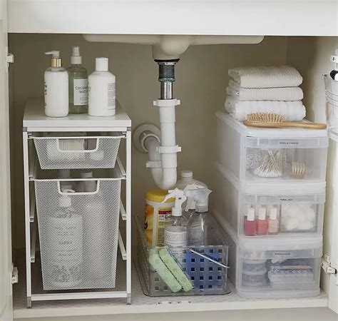 The Bathroom Is Organized And Ready To Be Used As A Storage Area For