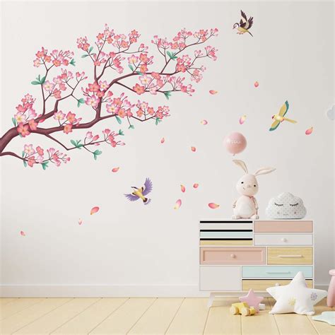 Amazon Amimagen Pink Watercolor Cherry Blossom Flower Wall