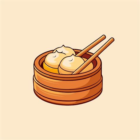 Premium Vector Dim Sum With Chopsticks Cartoon Illustration