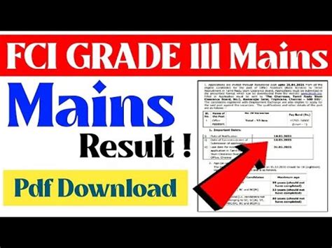 FCI GRADE Lll Mains Result FCI AG 3 Mains Result Out 2023 FCI AG 3