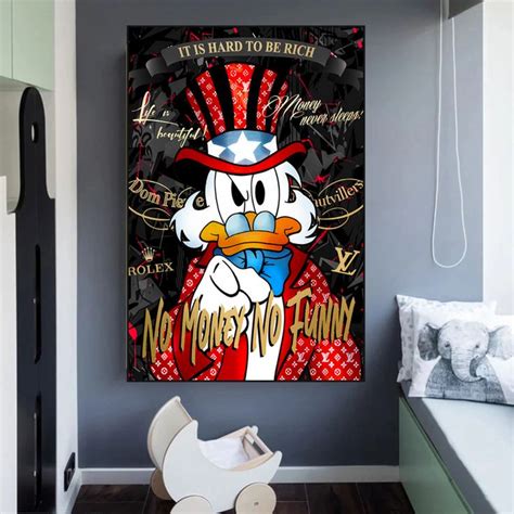 Scrooge McDuck No Money No Honey Canvas Wall Art Art Poster Design