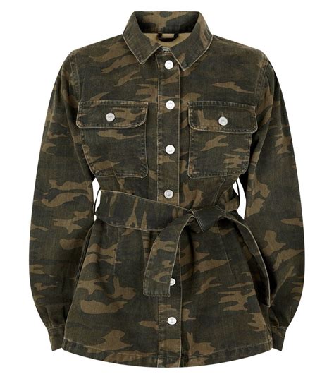 Women's Green Camo Belted Lightweight Jacket - AA Sourcing LTD