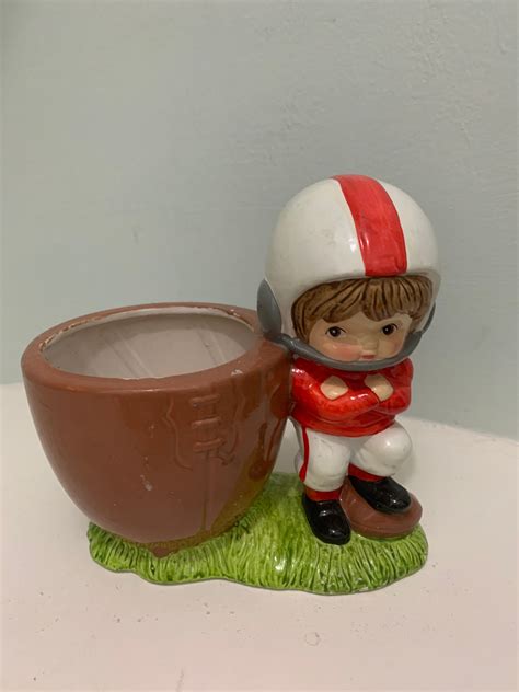 Football Boy Vintage Ceramic Planter Etsy