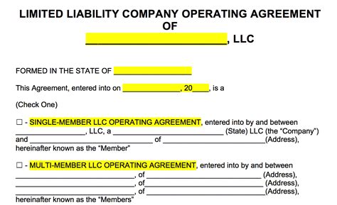 Plantilla De Acuerdo Operativo De Llc Gratis Muestra Pdf Word