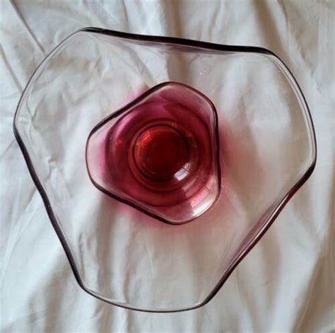 Chip And Dip Set 2 Bowls Only Vintage Indiana Glass Co Mcm Red Fade Ruby Glass Ebay