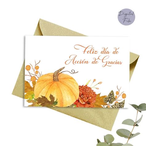 Feliz Día De Acción De Gracias Card Spanish Thanksgiving Etsy