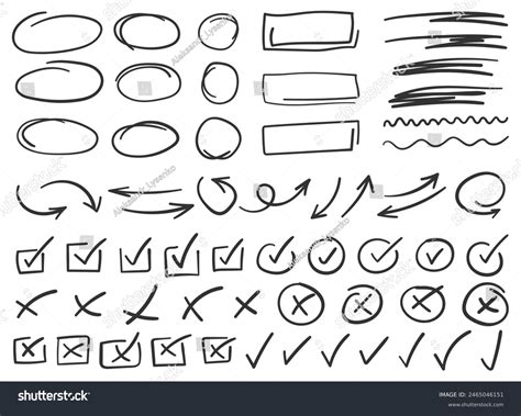check mark icon hand drawn style stock vector royalty