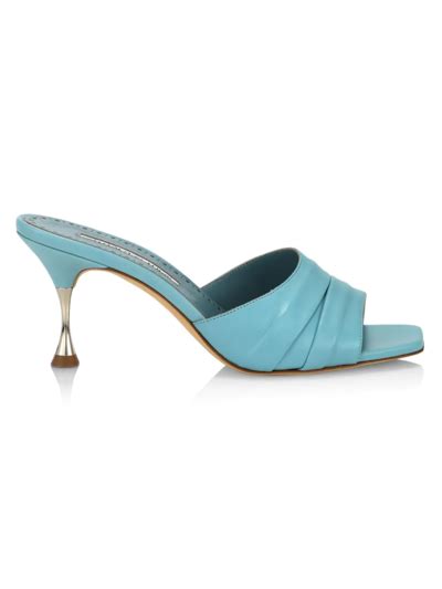 Manolo Blahnik Picoux 70 Leather Sandals In Blue Modesens