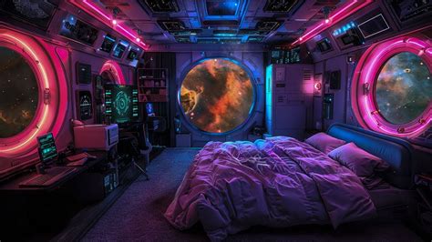 Drifting Above The Galaxy Deep Space Bedroom With White And Brown