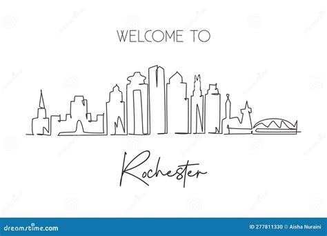 Rochester Skyline Silhouette Vector Illustration CartoonDealer