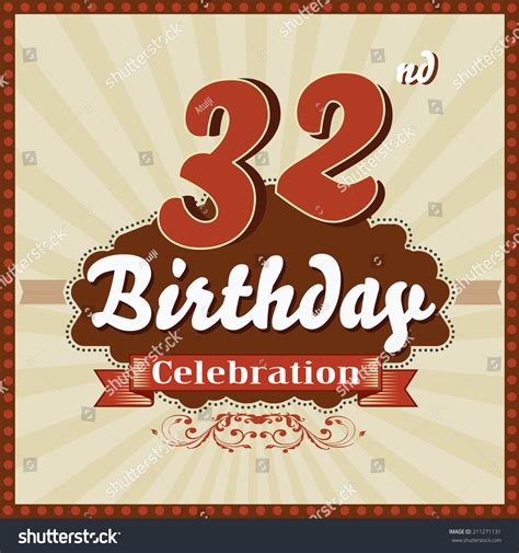 32 Years Celebration 32nd Happy Birthday Stock Vector 211271131