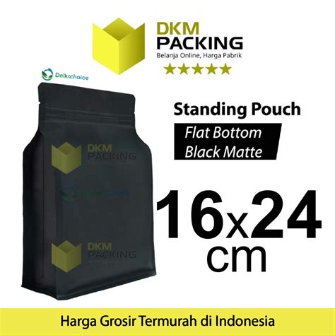 Jual Flat Bottom Hitam Ziplock Standing Pouch Plastik Klip Kemasan