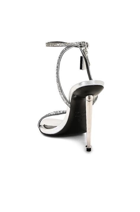 TOM FORD Padlock Pointy Naked Sandal In Silver Glitter FWRD