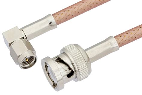 Sma Male Right Angle To Bnc Male Cable Using Pe P195 Coax