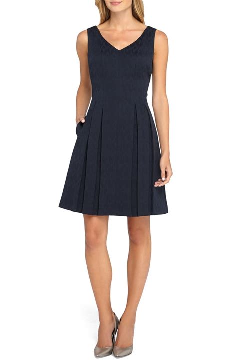 Tahari Pleat Jacquard Fit And Flare Dress Nordstrom