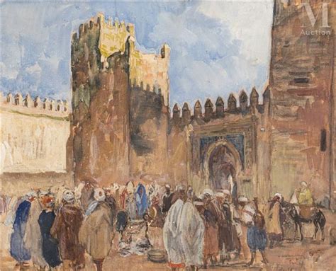 Henri Jean Pontoy March Devant Des Remparts D Une Casbah Mutualart