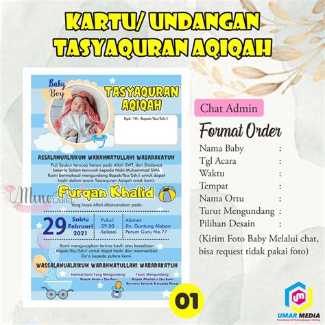 Jual Kartu Undangan Tasyakuran Aqiqah Syukuran Kelahiran Baby Shower