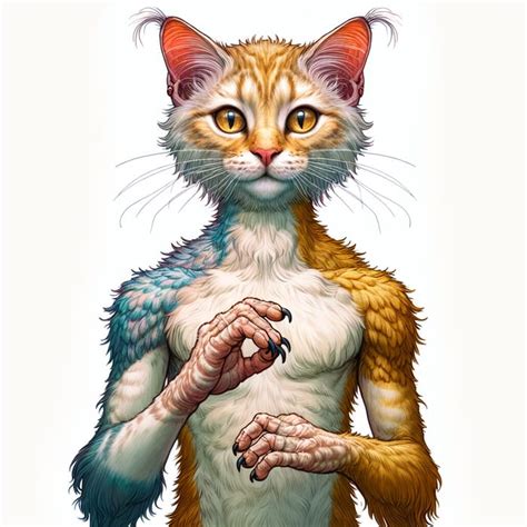 Fantastical Human-Cat Hybrid Illustration | AI Art Generator | Easy ...