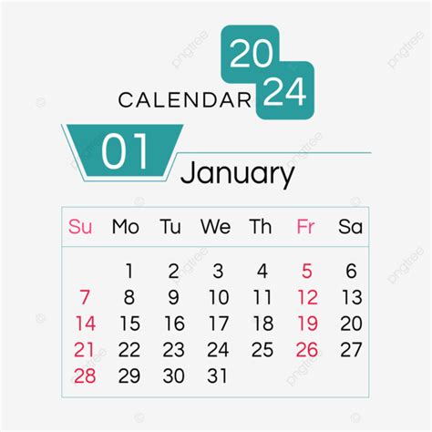 Gambar 2024 Bulan Kalender Januari Sederhana Geometris Sederhana Biru