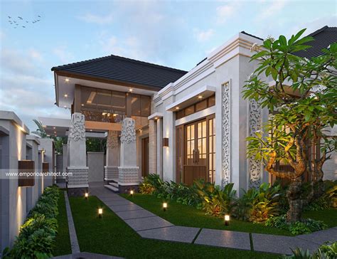 Desain Tampak Detail Hook Rumah Villa Bali 1 Lantai Ibu RSE Di Bengkulu