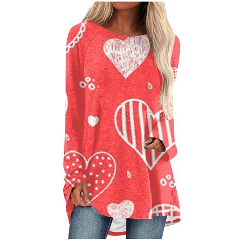 Yanhoo Valentines Day Tunic Plus Size Women Tunic Tops To Wear With Leggings Long Sleeve Tunic