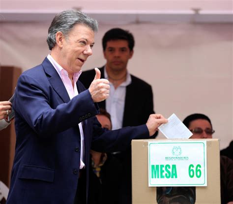 Colombia's President Juan Manuel Santos Wins Re-Election