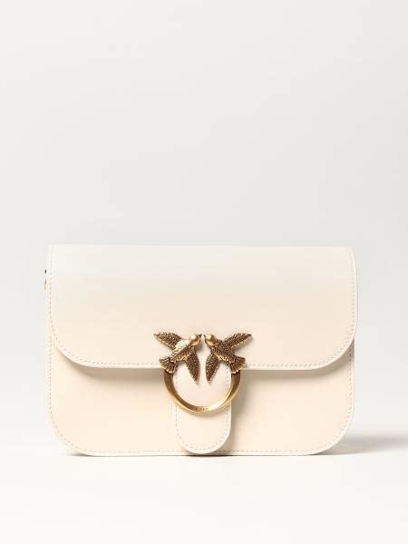 Pinko Love Bell Summer Bag In Smooth Leather Ivory Pinko Crossbody