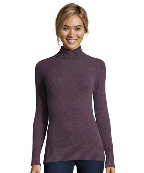 Cynthia Vincent Long Sleeve Cashmere Turtleneck Sweater In Deep