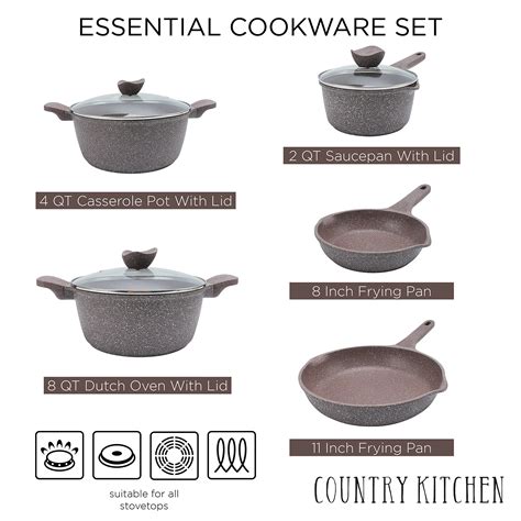 Country Kitchen Nonstick Induction Cookware Sets Piece Nonstick