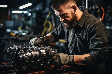 Premium Photo | Detailed view of a mechanic's tools and hands as he ...