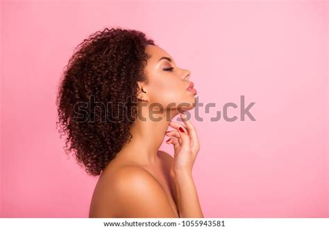 Profile Half Face Portrait Naked Sensual Stock Photo
