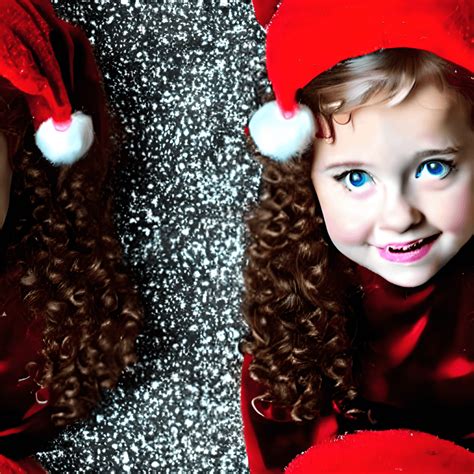 Schönes Kleines Mädchen Mit Lockigem Haar Großen Detaillierten Augen Weihnachtskleid