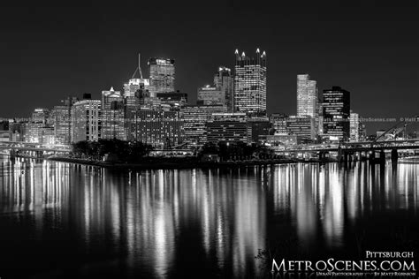 Pittsburgh Skyline Black And White Light Up Night