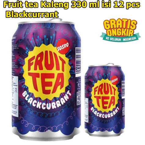 Fruit Tea Sosro Kaleng 318 Ml Isi 12 Pcs Rasa Blackcurrant Lazada