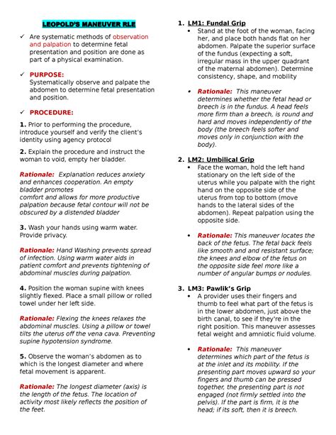 Leopold S Maneuver RLE LEOPOLDS MANEUVER RLE Are Systematic Methods