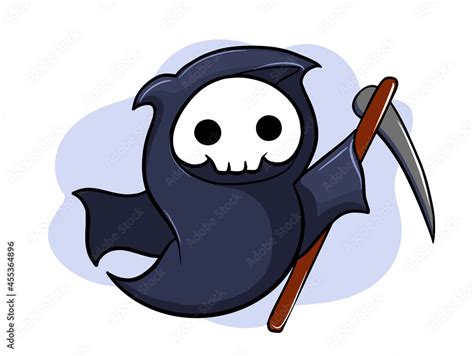 cute little cartoon death, halloween character, vector illustration ...