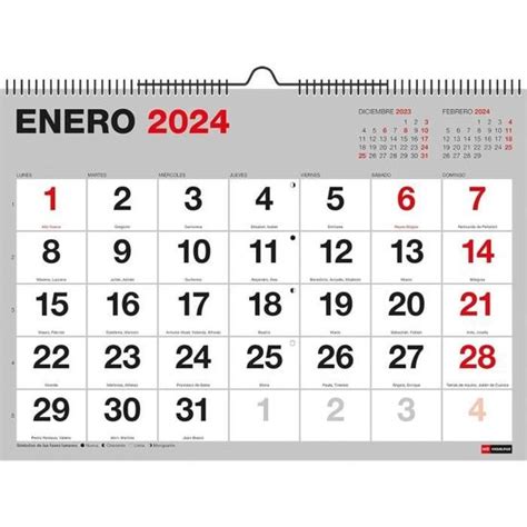 Calendrier Mural Basic Avec Grands Chiffres Format A X