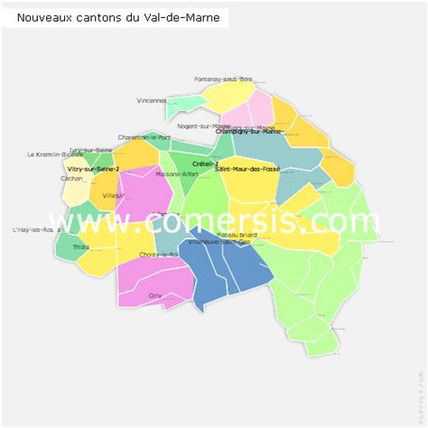 Val-de-Marne counties map with names ( France ) for Word and Excel.