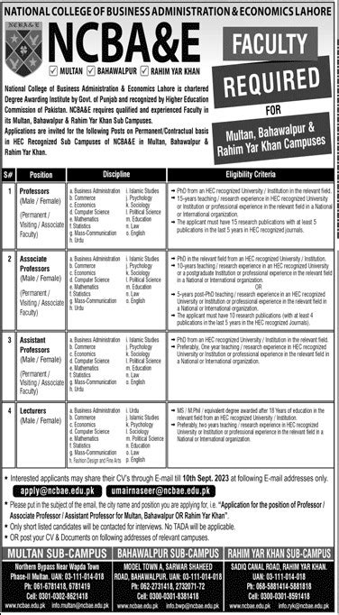 Ncba E Jobs In Multan Job Advertisement Pakistan