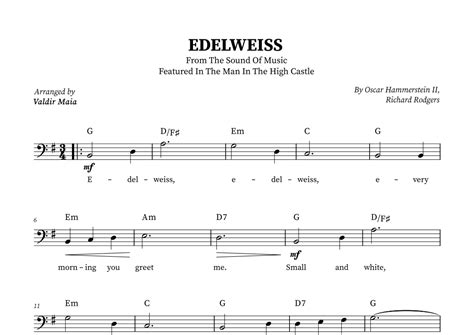 Edelweiss Arr Valdir Maia Sheet Music Christina Perri Lead Sheet