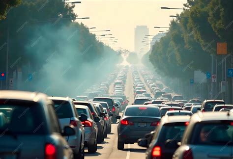 Congestionamento É Considerado Condições Adversas De - Congestionamento do tráfego e poluição atmosférica | imagem gerada com IA