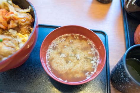 Miso Soup At A Japanese Restaurant Stock Photo Image Of Closeup