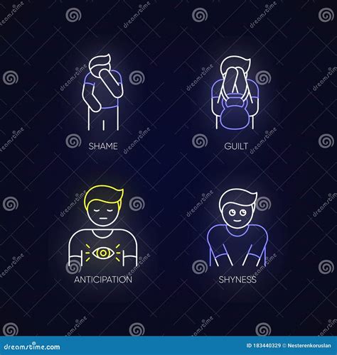 Human Behaviour Neon Light Icons Set Stock Vector Illustration Of