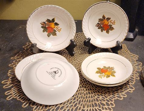 English Harvest Enoch Wedgewood Tunsall Ltd Dessert Plates And Bread