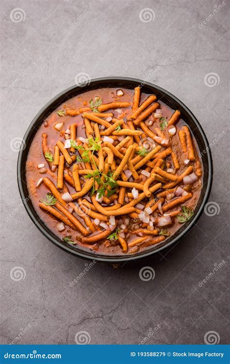 Spicy Sev Bhaji Or Ganthiya Nu Shaak Recipe From India Stock Image