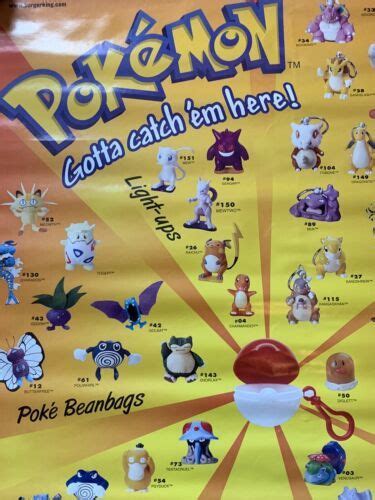 Vintage Pokemon Burger King Toy Poster 1999 22x33 Promotional | #4572371750