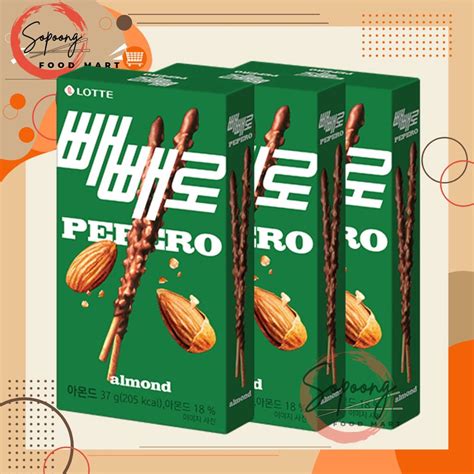 Lotte Pepero Stick Biscuits Chocolate Almond Flavor 32g X3pcs Shopee