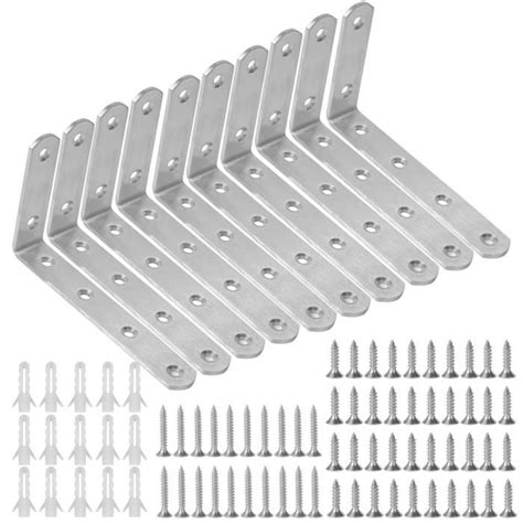 10x Équerres de Fixation Support D angle en Acier Inox en Forme de L