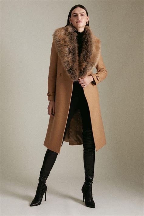 Collar Coat Outfit Faux Fur Collar Coat Fur Trim Coat Fur Collars