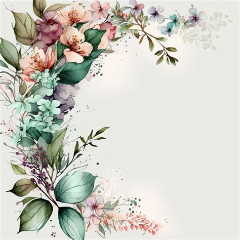 Watercolor Flower Border: Digital Download for Scrapbooking, Cards, and ...